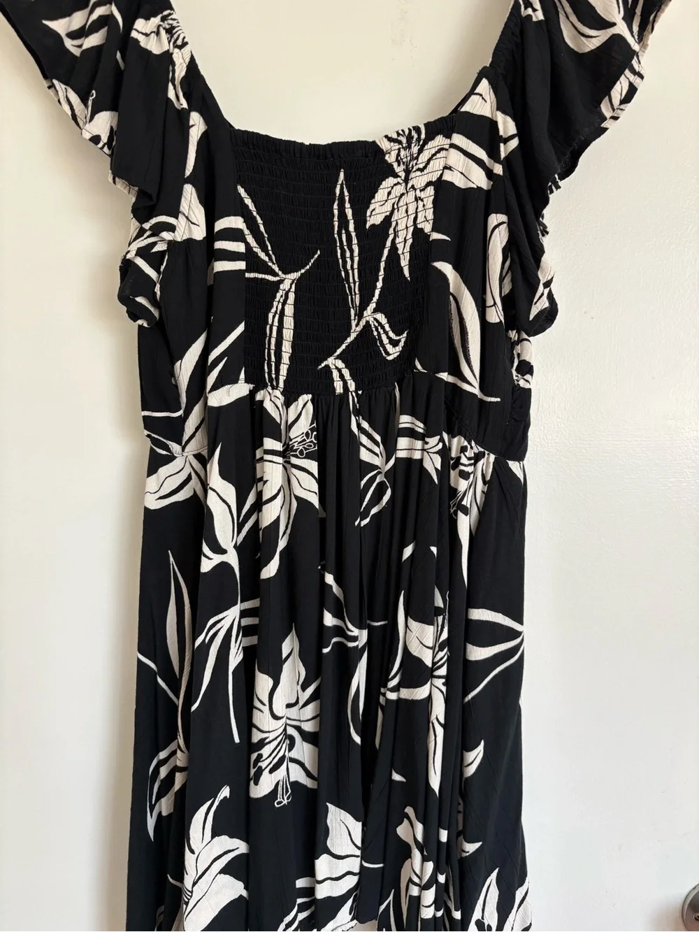 ANGIE Floral Mini Dress Black & White